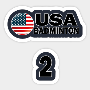 USA Badminton Number 2 T-shirt Design Sticker